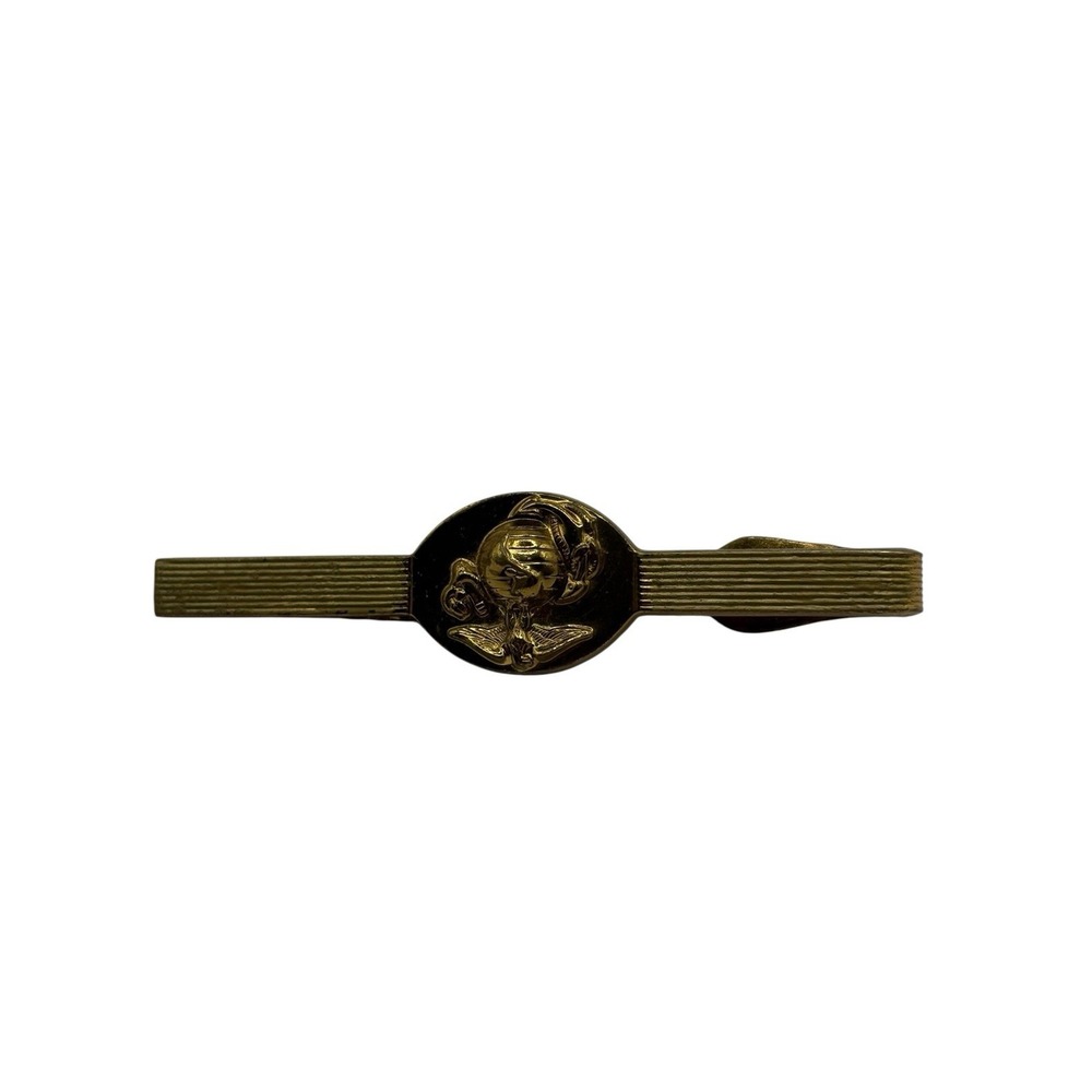 USMC Marine Corps Tie Bar Clip Swank Eagle Anchor Globe Gold Tone Military‎ VTG